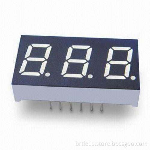 Three-digit 7-segment LED Display Digital Tube with Common Cathode, 470nm Wavelength